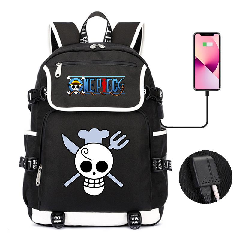 Mochila Padrão Desenho Animado Japonês Peça Única Grande Capacidade Bolsa de Estudante Bolsa para Computador USB Bolsa de Viagem