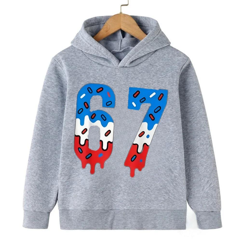 Spring Autumn 67 Children's Hoodie Kids Casual Boys Girl Pullover Fashionable and Funny Comfortable Sweatshirt Hoodies Coat
