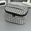 Multi-functional Red Plaid Storage Bag Handheld Zipper Design Cosmetic Pouch Makeup Bag Women Girls