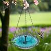 Hanging Birds Bath with Solar Fountain Pump Outdoor Garden Hummingbird Feeder Tray Solar Power Water Fountain Birdbath Bowl for Outside