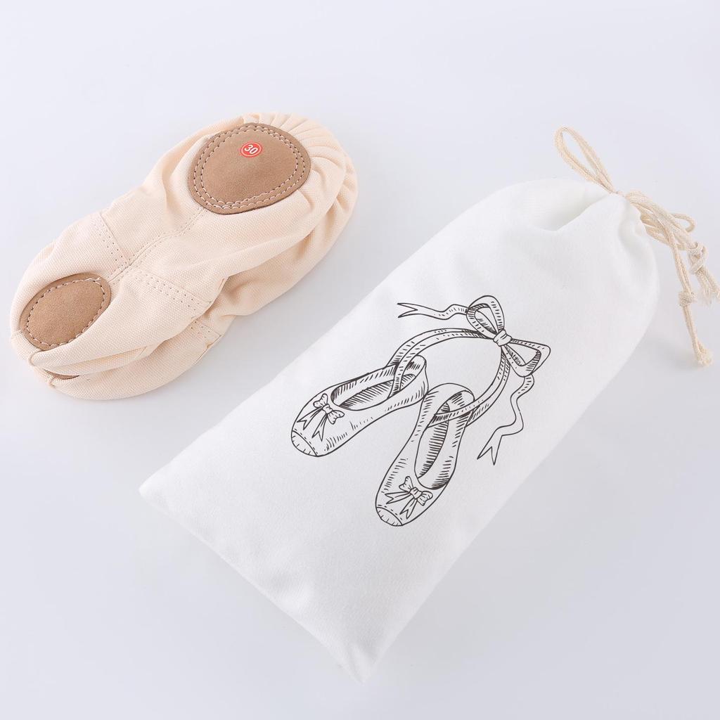 White Flannel Dance Shoes Drawstring Bag with Customizable Logo