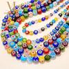 4/6/8mm Millefiori Lampenarbeit Glasperlen Blume DIY Armband Perlen Bunt Rund Flach Verstreut Perlen Schmuck Armband Herstellung