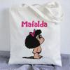 Kawaii Shopping Bag Mafalda Cute Anime Harajuku Canvas Bag Tote Bag Lady Handbag Large Capacity Shopper Bag Casual Shoulder Bag