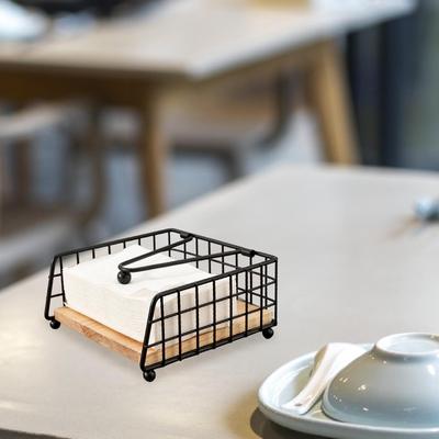 Holz-Serviettenhalter Flacher Spender mit Arm Rustikales Tisch-Serviettenregal für Zuhause Restaurant Party Dekoration