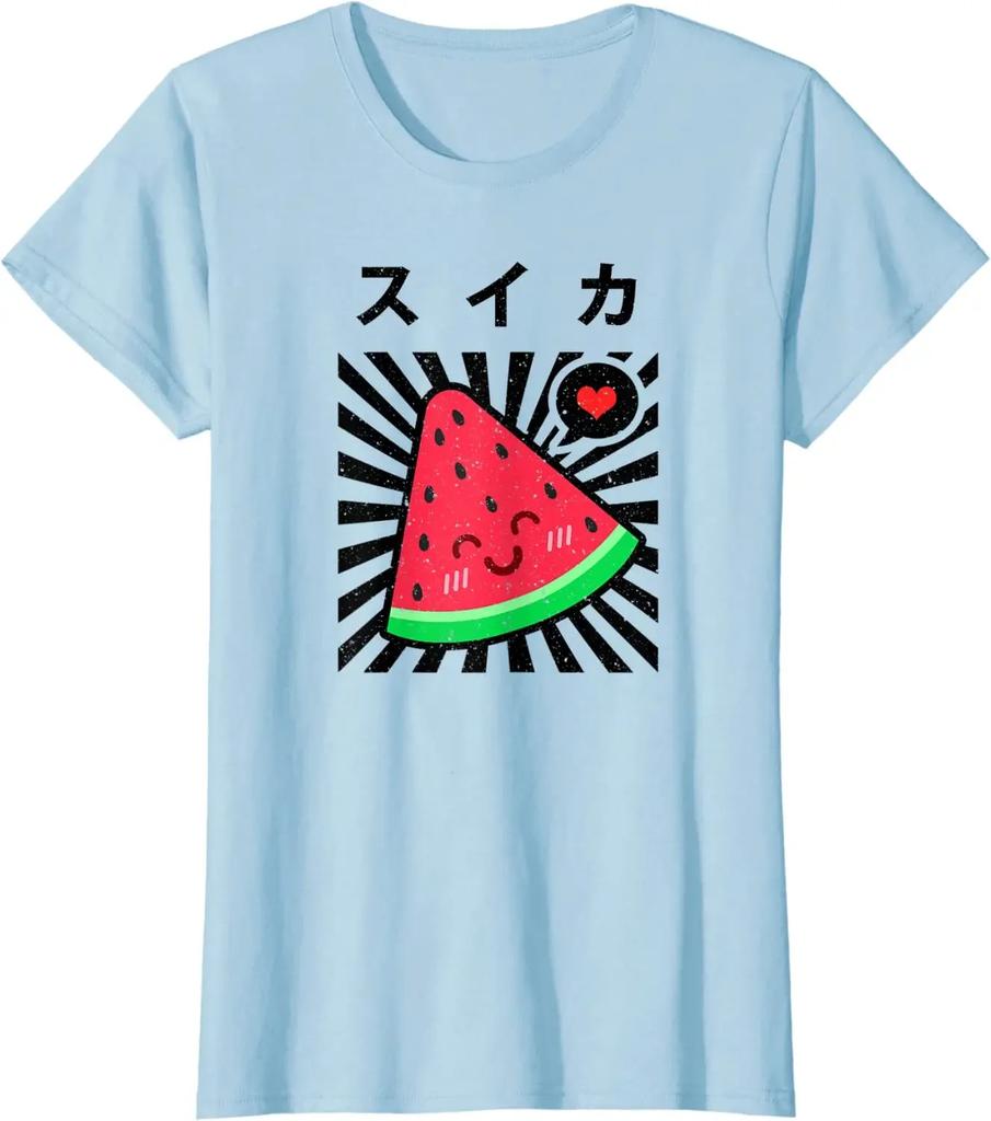 Watermelon Japanese Kawaii 90's Retro Cute Summer Fruit T-Shirt Casual Cotton Daily Four Seasons Tees