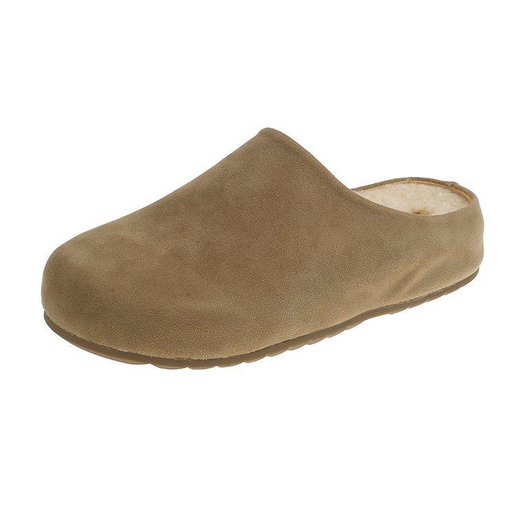 Soft leather version~ Baotou half slippers women wear high-end fluffy shoes in the autumn of 2024 new lazy Boken shoes
