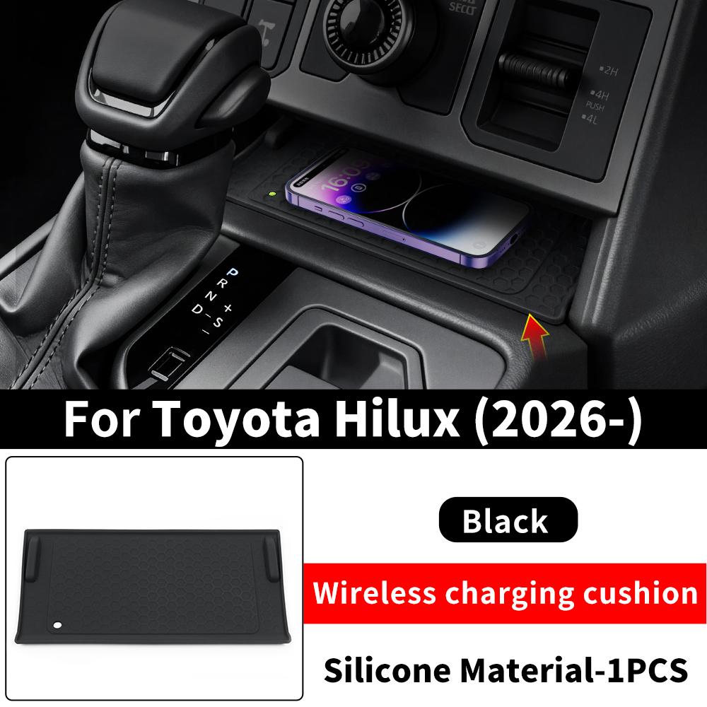 For 2026 Toyota Hilux SR Center Console Wireless Charging Silicone Pad Non Slip Anti Scratch Dust Proof Car Interior Accessories