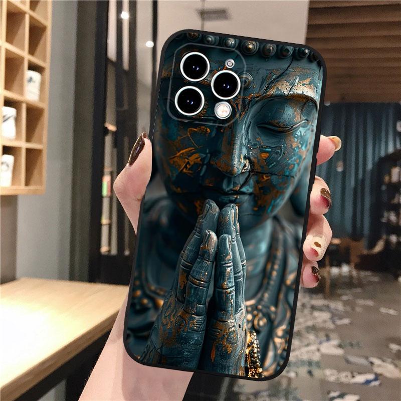 Buddha Phone Case For iPhone 17 Pro Max Air 16 15 14 13 Pro Max 15 16 Pro 15Plus Silicone Cover