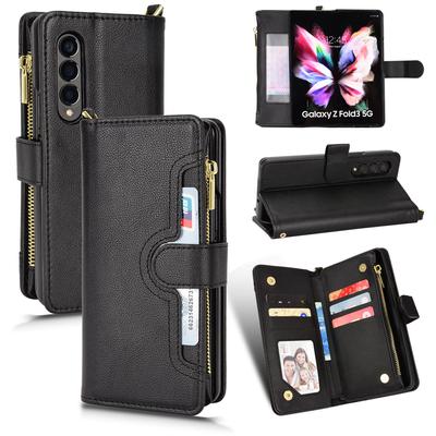 Full Protection Leather Cell Phone Case For Samsung Galaxy Z Fold 3 Fold3 5g Card Slot Fashion Cases For Samsung Z Fold 3