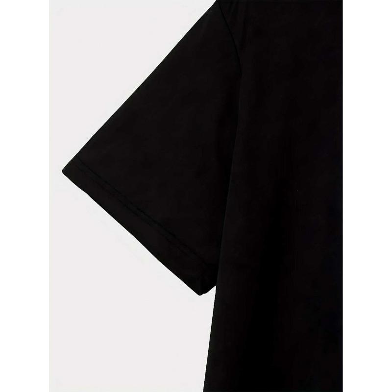 Tallas Europeas Hombre Verano 2025 Estilo Urbano Camiseta Gráfica 'OG' - Camiseta Casual Negra de Cuello Redondo con Impresión de Letras Compleja