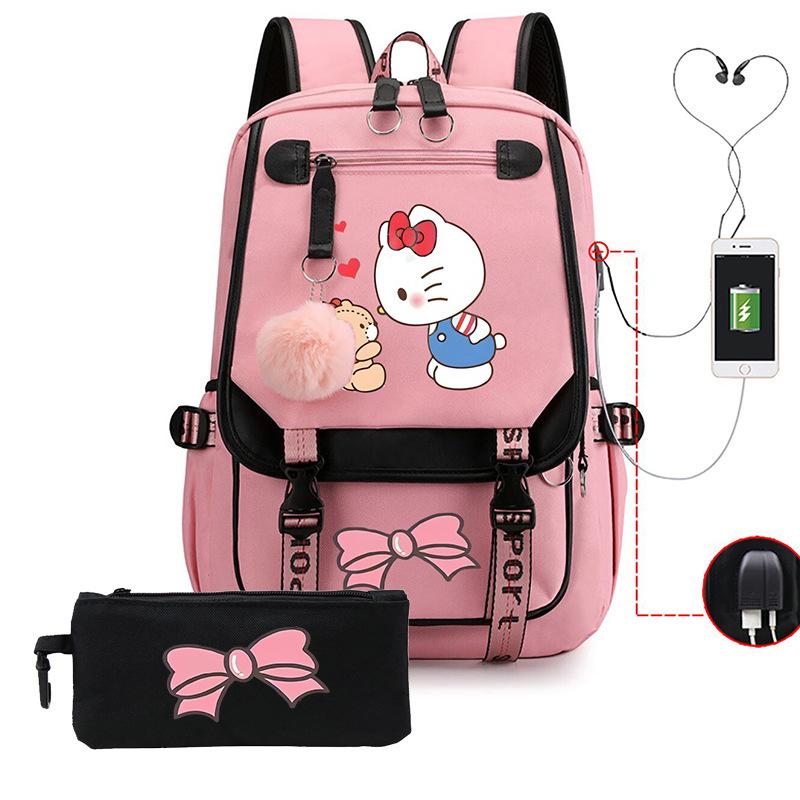 3-teiliges Schulrucksack-Set für Schüler Große Kapazität Oxford-Stoff Schultasche mit Schultergurt und Federmäppchen