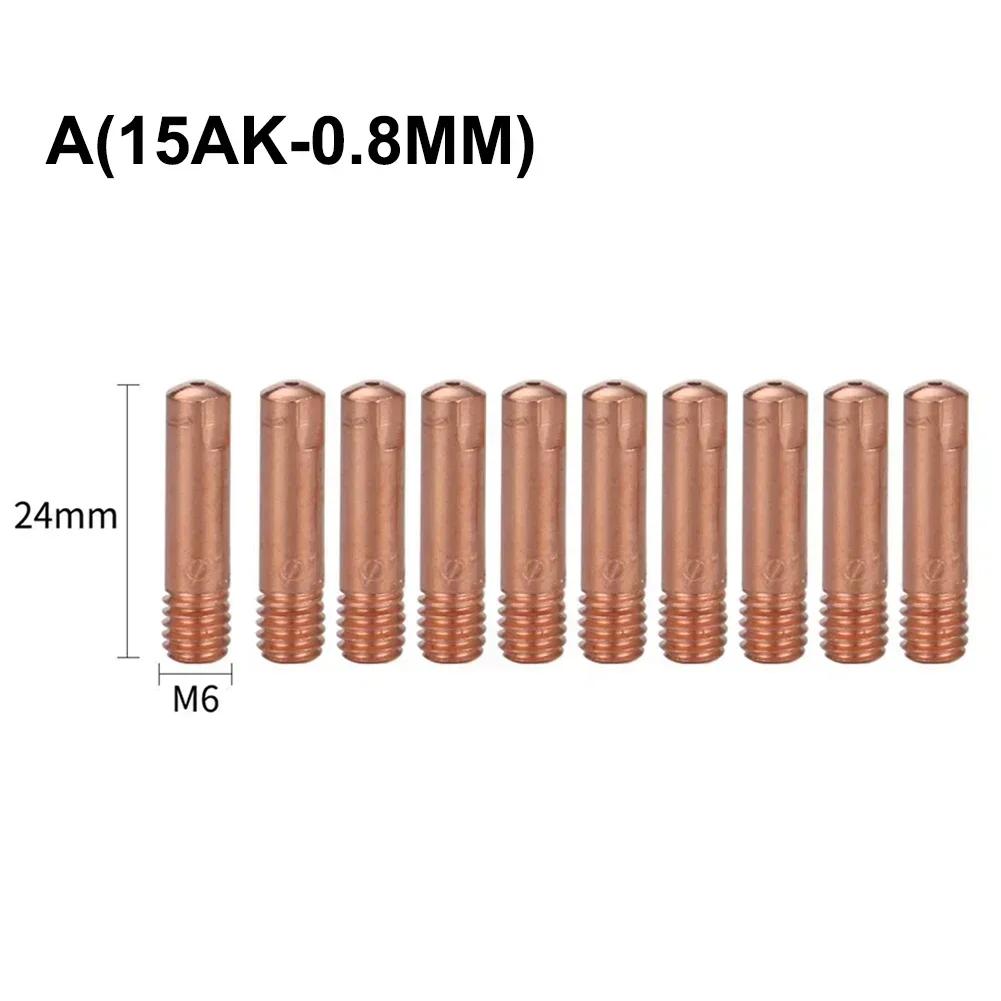 

10-Pack Premium Copper 15AK MIG Welding Contact Tips 0.8/1.0/1.2mm M6x24mm Nozzles Welding Nozzle Set Torch Accessories Metal&1.0MM