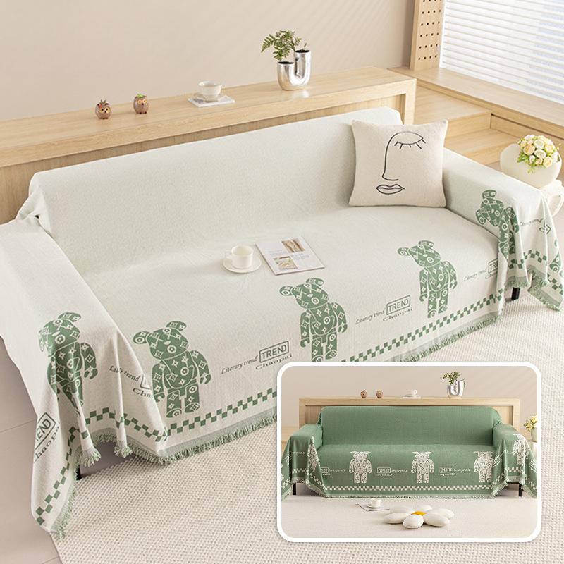 

Простое полотенце для дивана из синели с изображением медведя, высококачественное универсальное нескользящее грязеотталкивающее покрытие для дивана с сиденьем императорской наложницы, четыре сезона 180*180cm