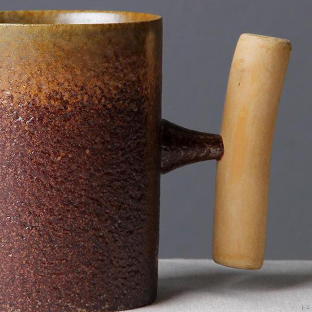 Keramik-Kaffeetasse Rustikaler Effekt mit Holzgriff,