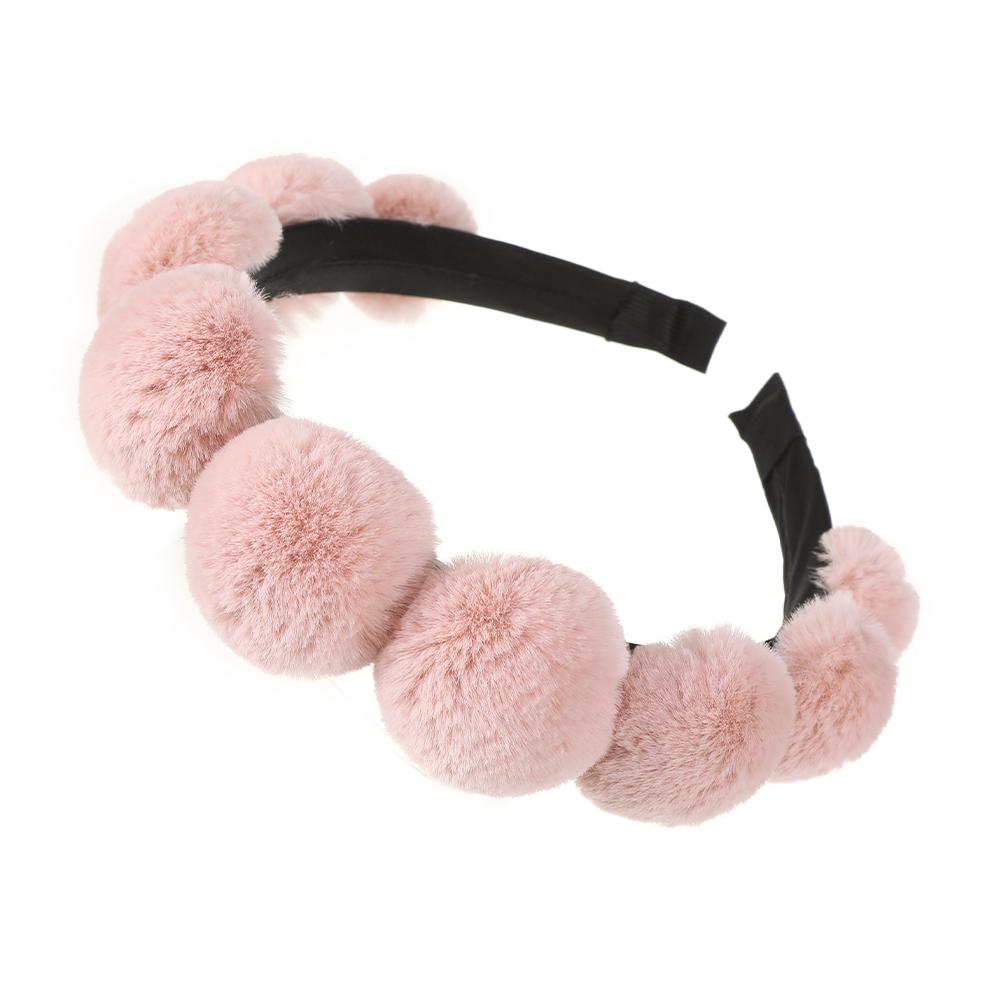 

Molans Solid Color Multicolor Plush Ball Headband For Women Winter Wide Warm Hair Bands Hair Hoop Hair Accessories One Size