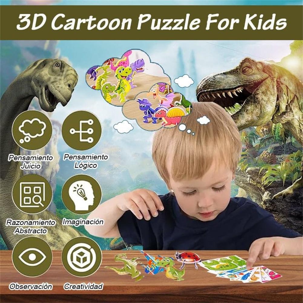 3D Animal Puzzles for Kids,Educational Jungle Animal Puzzle Dinosaur Farm Animals for Kids Classroom Prize Gifts Party Favors