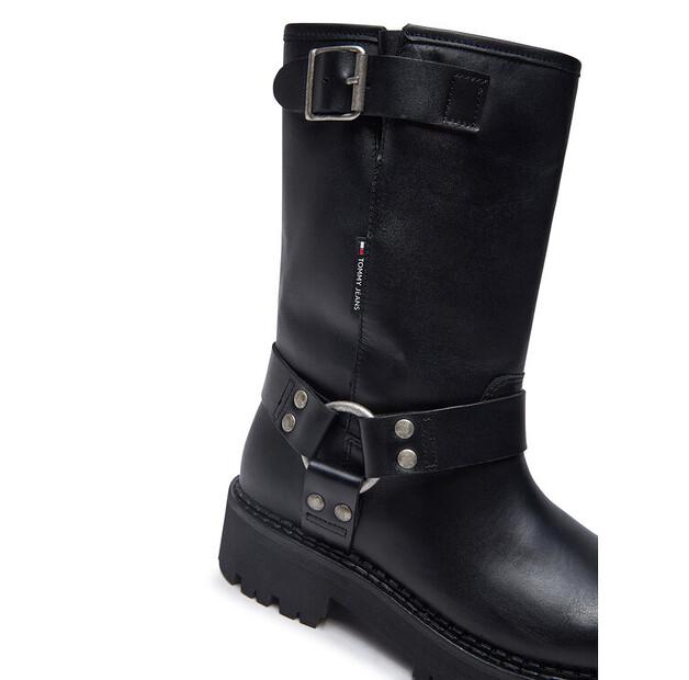 Ботильоны Tommy Jeans Tjw Urban Biker Boot Leather EN0EN02728 Black