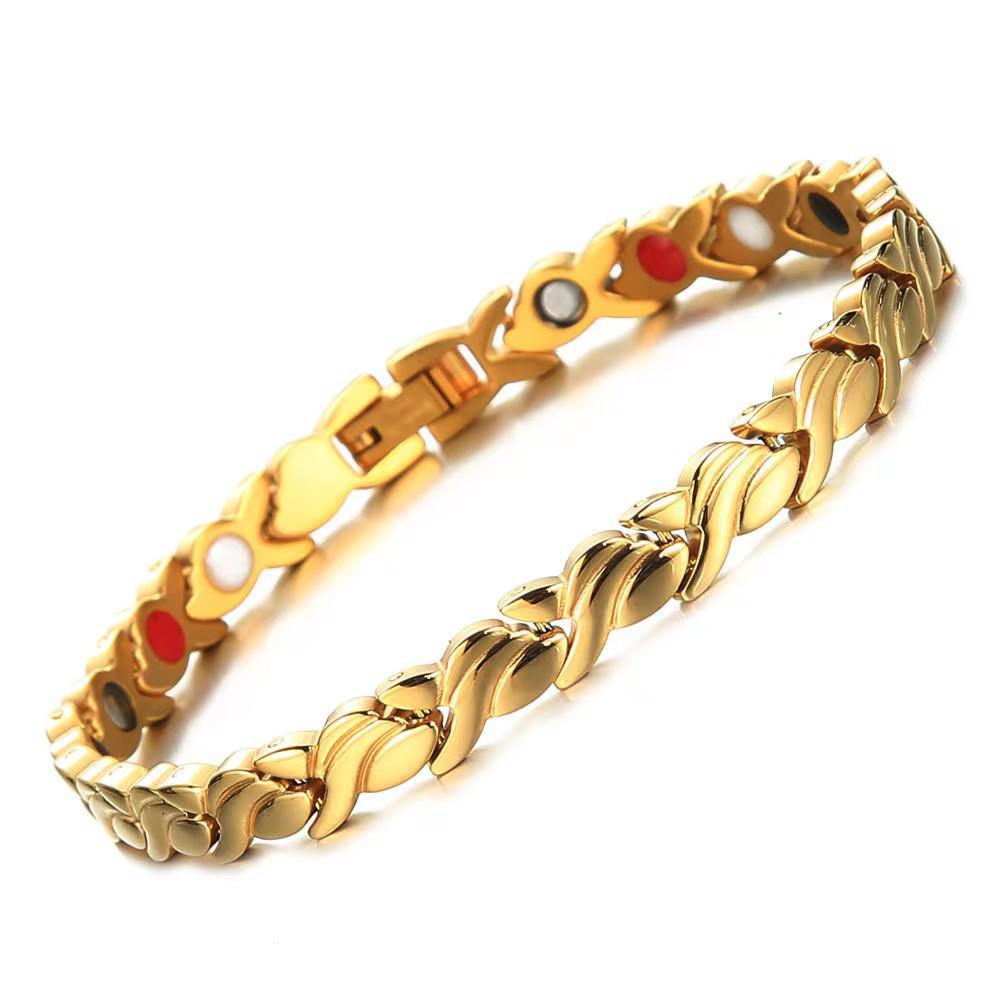 Magnetic Retro Women's Bracelet with Infrared Germanium and Negative Ion Stones - Energy-Enhancing, Color-Preserving Bangle.