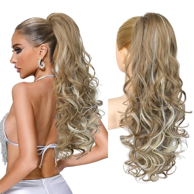 Ponytail Extension 26 Inch Claw Clip Ponytail Extension Long Wave Ponytail Extensions for Women Fluffy Natural Synthetic Hairpiece for Daily Use