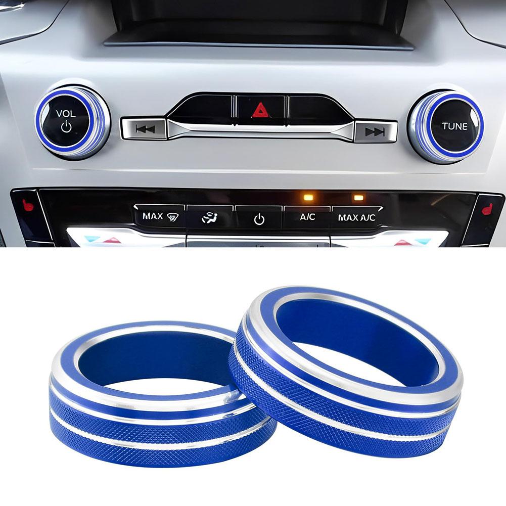 2PCS Aluminum Center Console Volume Tuning Knob Switch Trim Ring Protective Cover For Ford For Explorer 2020-2025 Auto Accessory