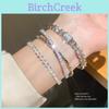 Geometric Zircon Square Open Cuff Bracelet For Elegant Women