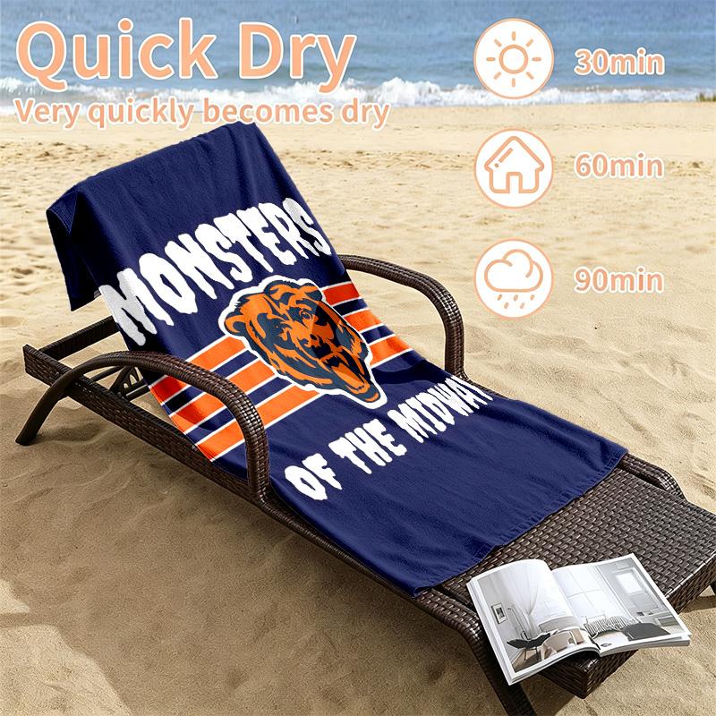 Chicago Bears Beach towels also serve as bath towels summer essential a musthave for the outdoors the beach and the pool