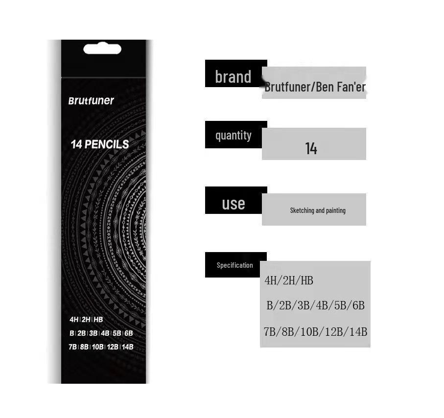 BRUTFUNER 14-Piece Mixed Sketch Pencil Set for Beginners