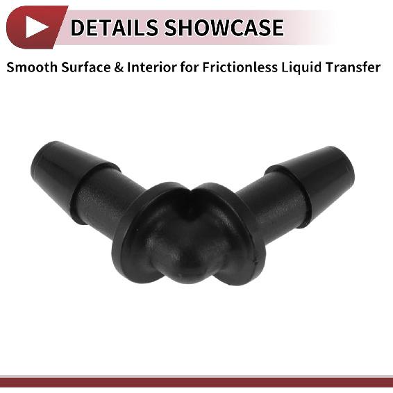 Vacuum Tubing Connector 4.8mm L-Shaped Elbow Black PP 2 Pcs