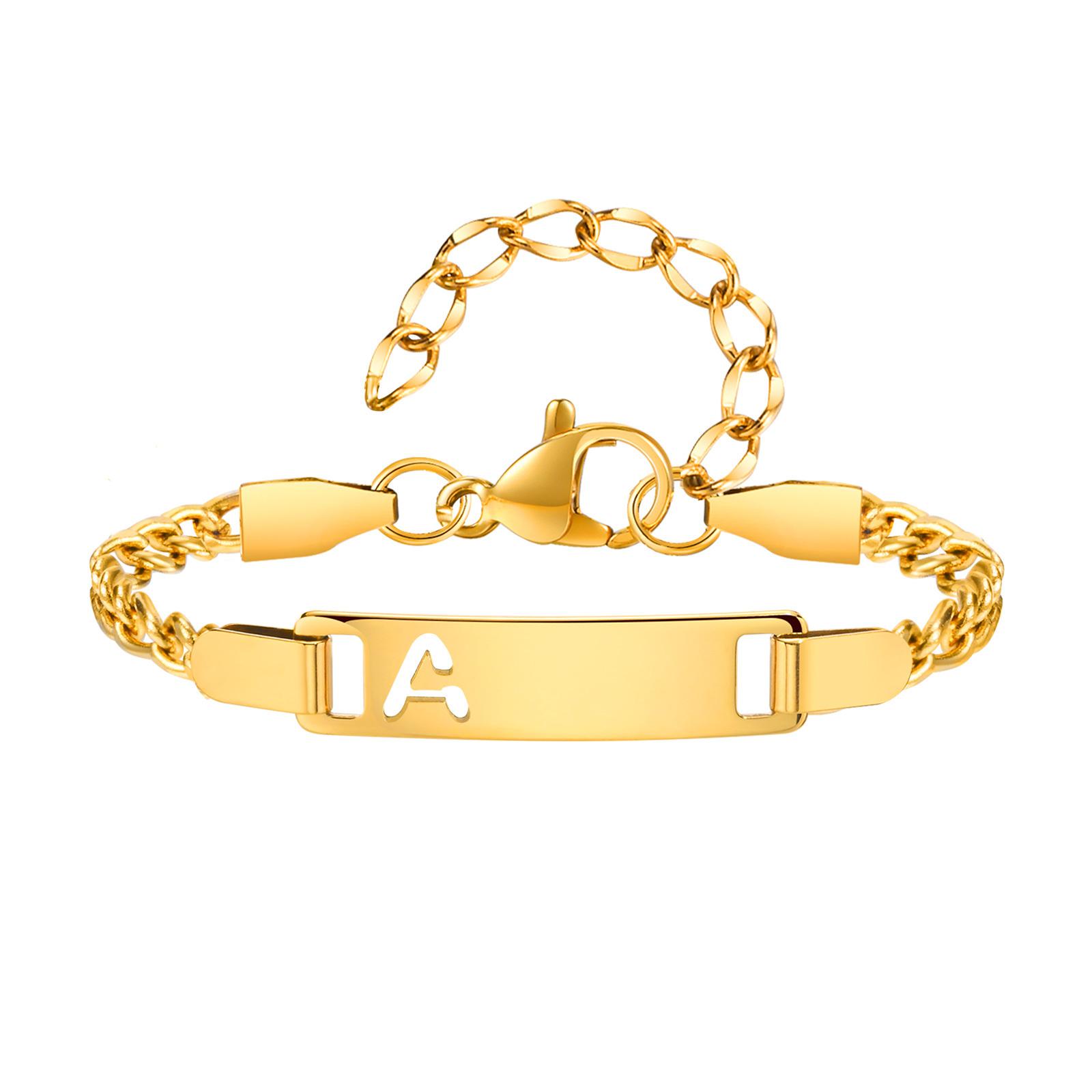 

Vnox Free Engraving Baby Bracelet For Girls Boys,Stainless Steel A-Z Letter Hollow Nameplate Chain Bracelets,Personalize Jewelry