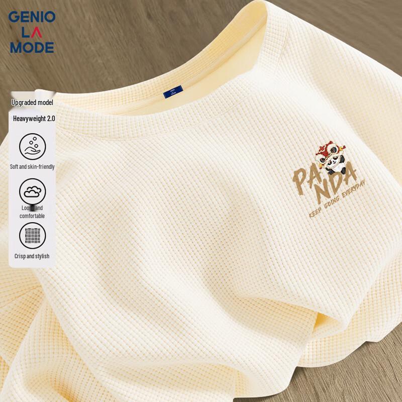 Мужская футболка GENIOLAMODE с вафельной текстурой и принтом панды, с коротким рукавом XL
