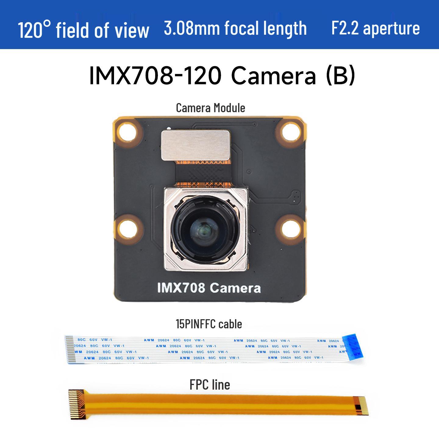 Sony IMX708 12MP Autofocus Camera, 120° FOV, Raspberry Pi Compatible IMX708-120 Camera