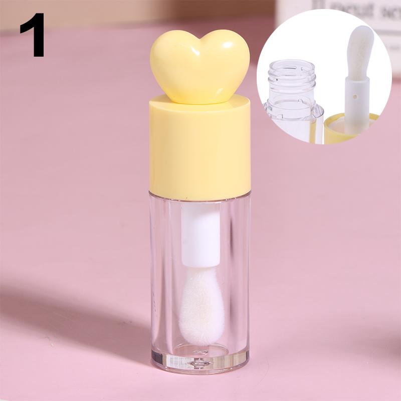 Tubes de Gloss Mignons en Forme de Cœur Transparents Rechargeables 4ml Contenants Cylindriques avec Applicateur Baguette pour Baume à Lèvres et Gloss DIY