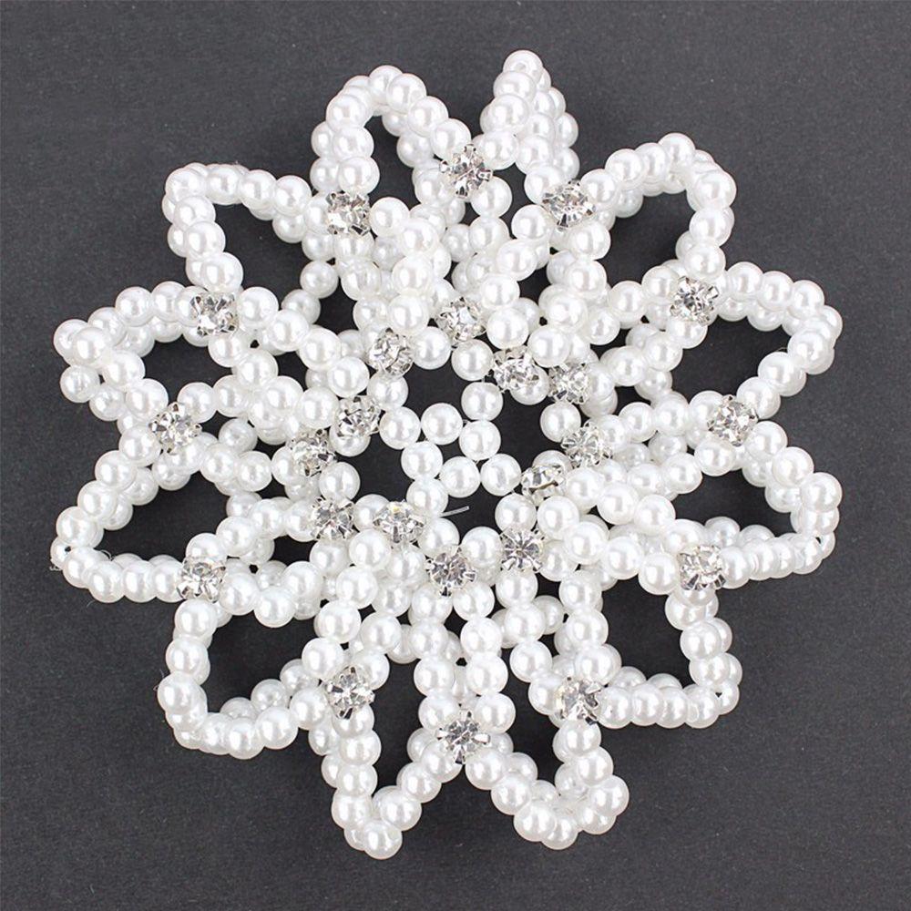 Furling Ladies Crystal Snood Dancing Elastic Balle Pearl Hair Nets Headwear Bun Net Hair Bun