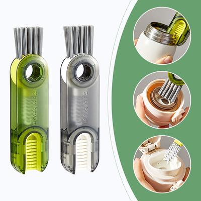 3 In 1 Portable Bottle Cup Lid Brush Multifunctional Bottle Gap Cleaner Brushes Mini Silicone Rotatable Groove Gap Cleaning Tool