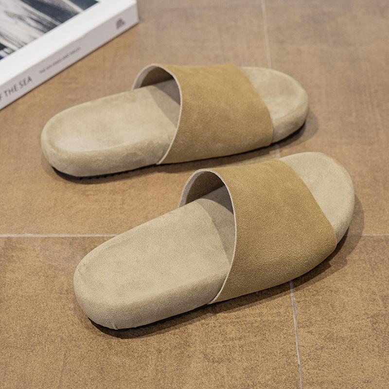 

Fashion Women Flats Slippers Suede Fashion Casual Shoes 2025 Summer New Flip Flops Designer Slingback Sandals Beach Sandalias De Mujer 40 зеленые хаки