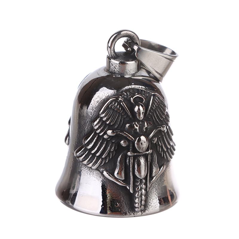 New Men'S Motorcycle Wind Retro Punk Hip Hop Rock Wings Motorcycle Character Bell Pendant Necklace