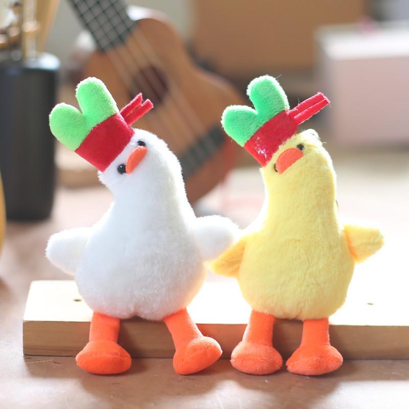 Charming Yellow Plush Duck Keychain Soft Pp Cotton Stuffed Animal Bag Accessory