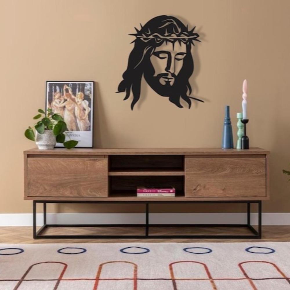 Forged Iron Jesus Portrait Wall Decor, Religious Christian Art for Home, Faith Based Metal Craft