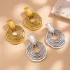 Retro Old Water Corrugated Stud Earrings Personalized Exaggerated Geometric Metal Thread Earrings Earrings