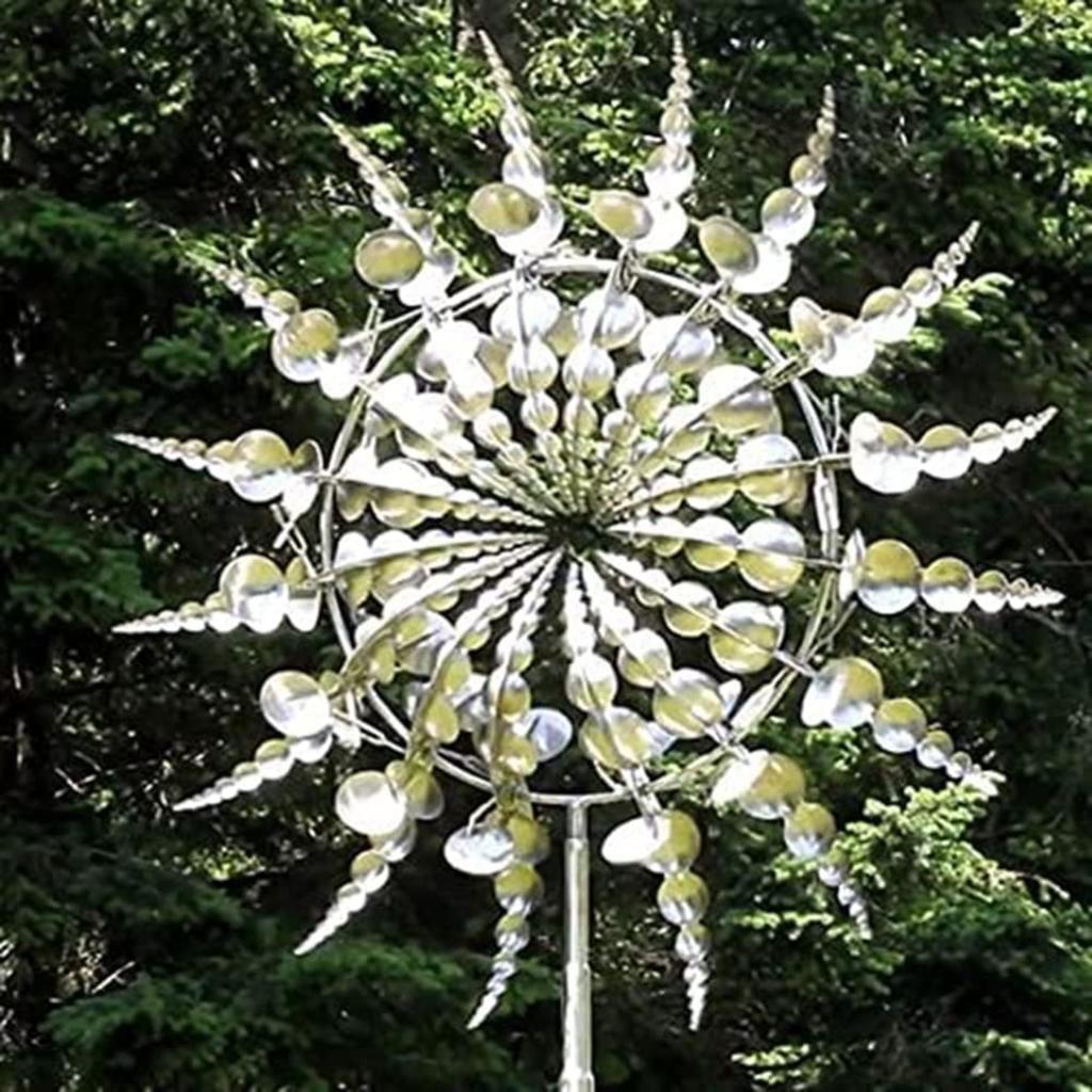 Moară de Vânt Kinetică Metalică Unică, Magică, 3D, Alimentată de Vânt, Spinner Solar - Spinners Solare de Vânt pentru Gazon, Curte și Grădină - Decorațiune Metalică pentru Terasă în Aer Liber