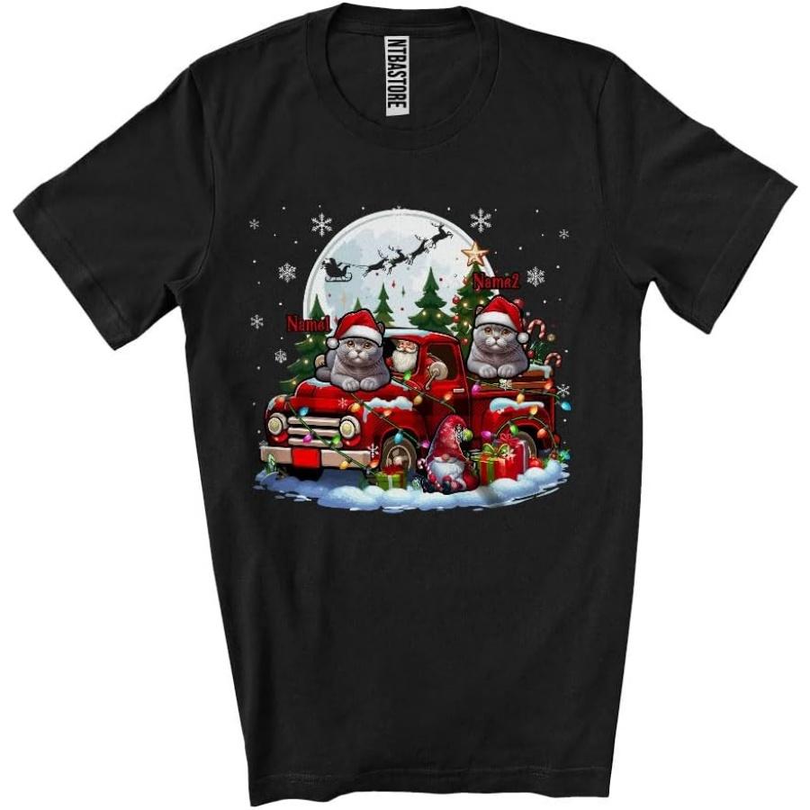 Personalized British Shorthair Cat On Pickup Truck Red Plaid, Awesome Gnome British Shorthair Christmas Unisex T-Shirt XXXXXL разноцветный