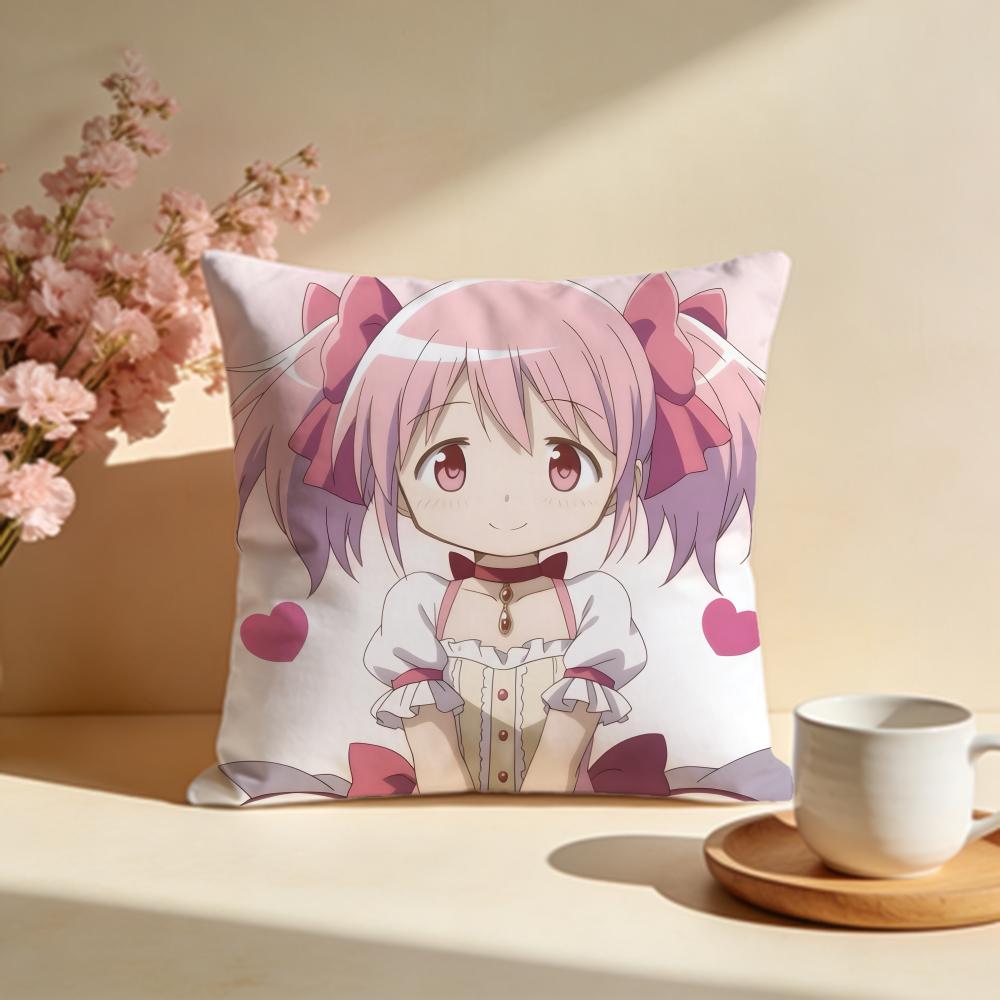 Trendy PPuella Magi Madoka Magicaing Cushion Cover Stylish Washable Pillow Cover Ideal for Couch Bedroom Car Decoration