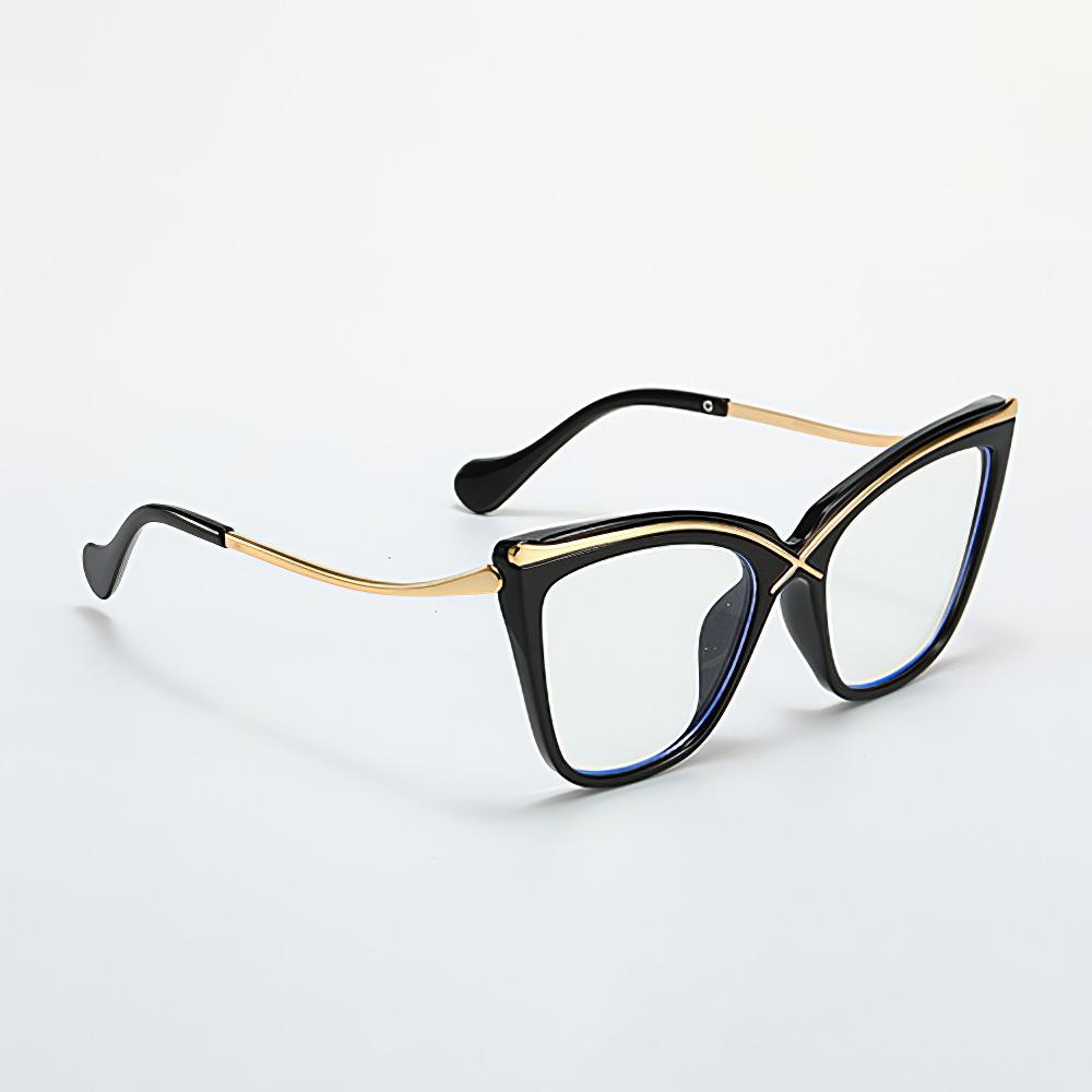 Fashionable Blue Light Blocking Glasses Black Gold Geometric Glasses with Unique Design Anti Blue Light Protection Eyeglasses