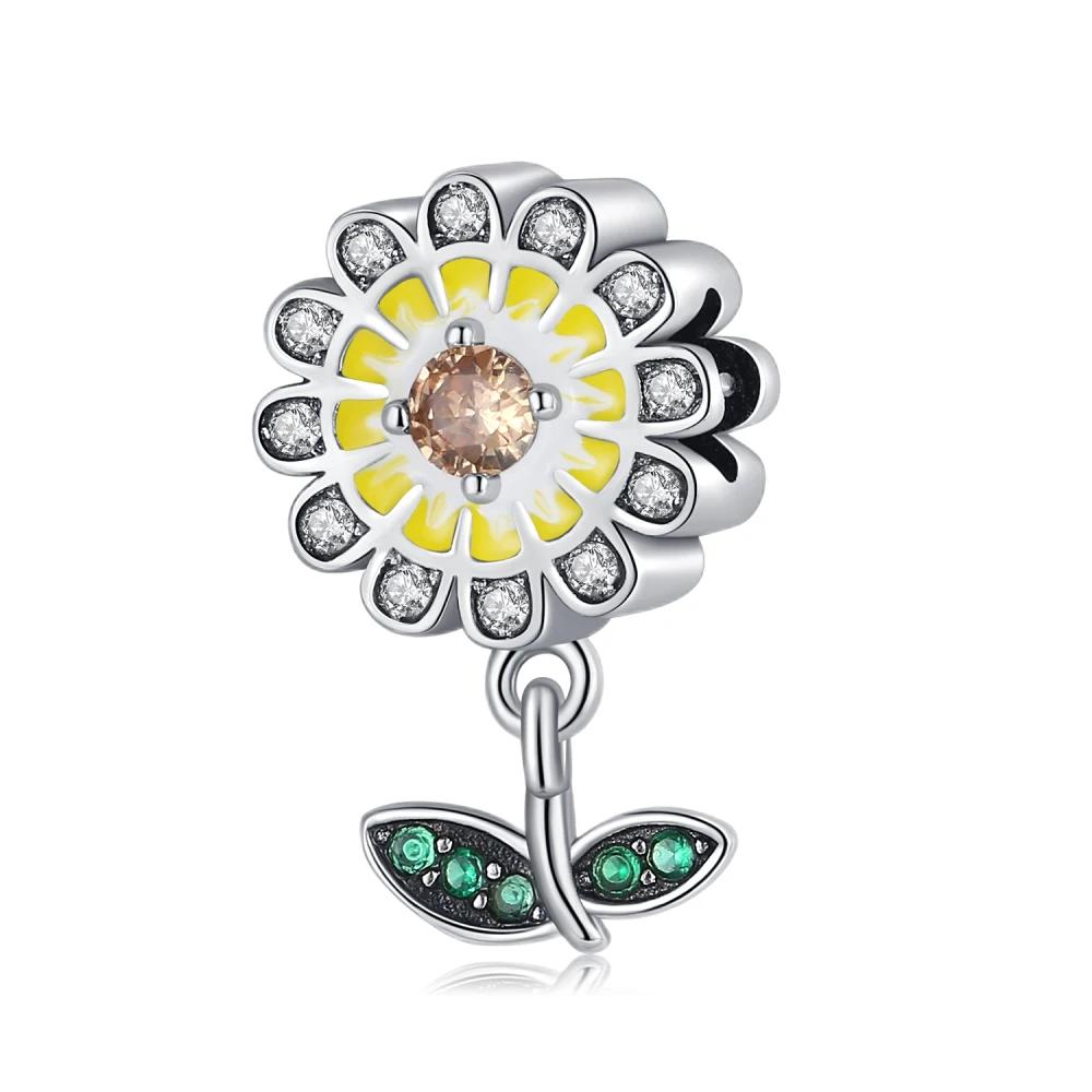 New Golden Sunflower Copper Charms Lucky Stars Beads Fit Bracelets & Necklaces Sun Moon Diamond Pendant Jewelry Diy