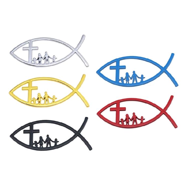 3D Car Fish Decal Sticker Automotive Fish Badge Christian Fish Emblems Sticker for Car Window Bumper