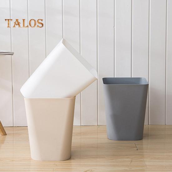 Small Waste Basket Trash Can Large Capacity Solid Color Easy To Clean Indoor Outdoor Plastic Garbage Bin
