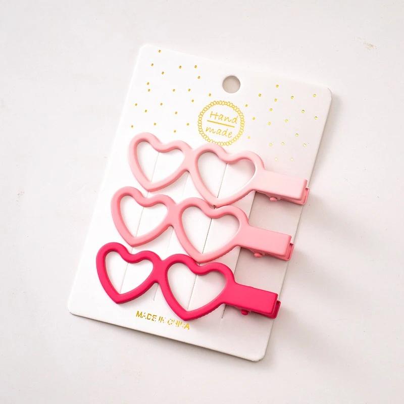 New 3pcs/set Colorful Love Heart Hair Side Clips Women Girl Hollow Bowknot Shaped Hair Clips Bangs Hairpins Kids Sweet Ornament