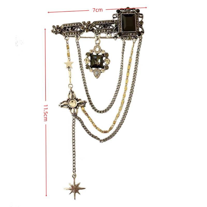 1 Stück Personalisierte Unisex Anzugnadel Accessoires Schmuck Schwarzer Edelstein Funkelnd Stern Quaste Kette Brosche