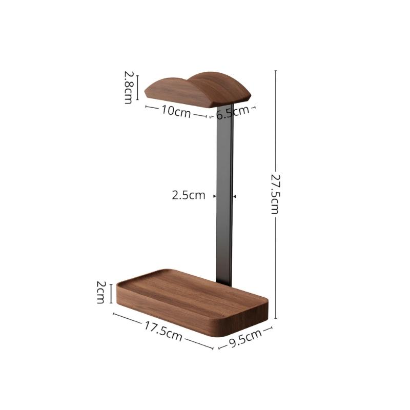 Supporto premium in legno per cuffie con vassoio portaoggetti per dispositivi wireless e altre cuffie