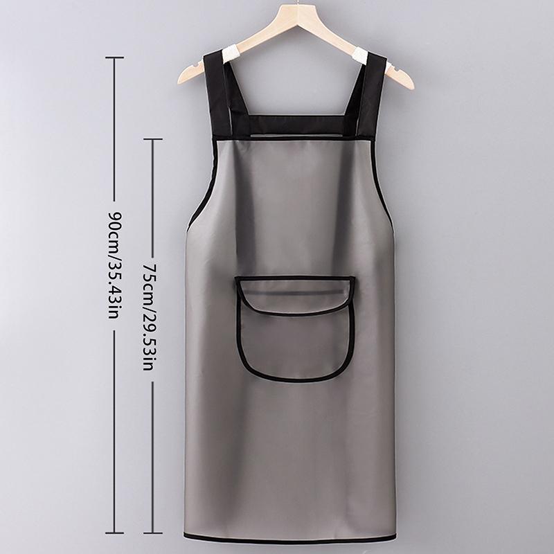 Tablier de Cuisine Imperméable Ménager Tpu Résistant à l'Huile Tablier de Travail Noir Transparent Anti-Salissure Tabliers de Nettoyage